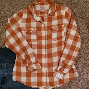 🍂Old Navy 🍂Orange and White Plaid Shirt